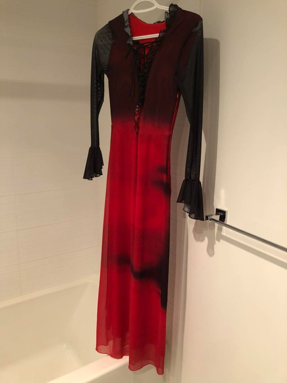 Amy Shehab Vintage Mesh Ruffle Dress